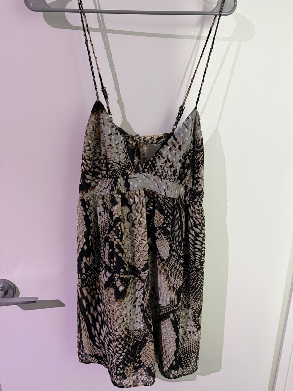 Zara Snake-Print Reptile-Pattern Slip Dress in Black and Brown